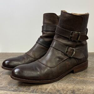 Frye “Jesse”  Men’s Leather Moto Buckle Boots – Style 4001 – Brown (Size 11D)